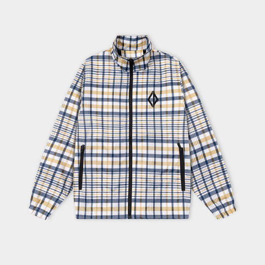 251008 New high-quality checkered new contrasting color stand-up collar jacket