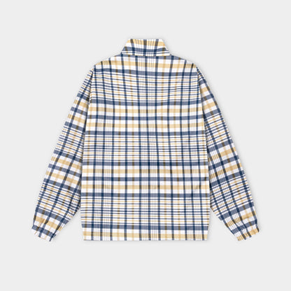 251008 New high-quality checkered new contrasting color stand-up collar jacket