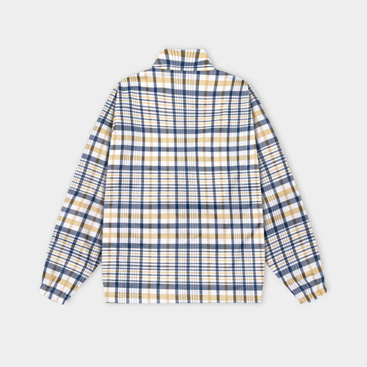 251008 New high-quality checkered new contrasting color stand-up collar jacket