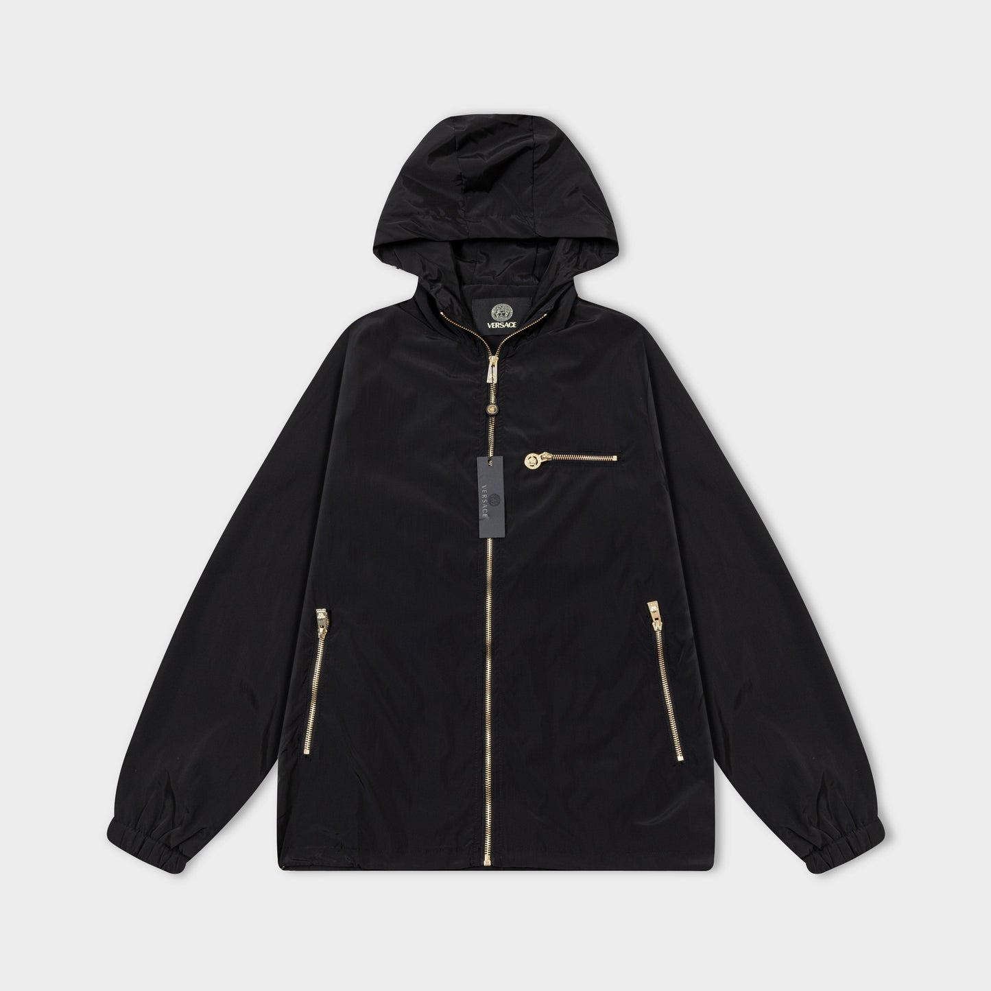 251008 New high-quality golden zipper hooded windbreaker jacket