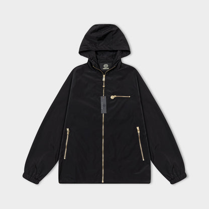 251008 New high-quality golden zipper hooded windbreaker jacket