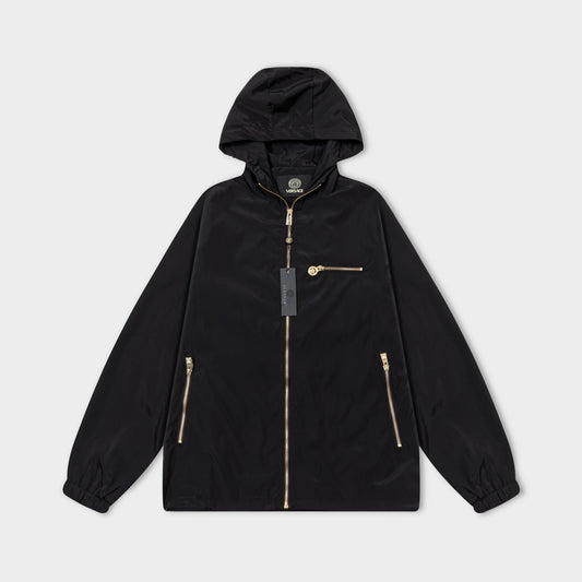 251008 New high-quality golden zipper hooded windbreaker jacket