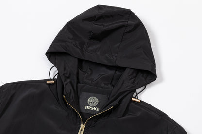 251008 New high-quality golden zipper hooded windbreaker jacket