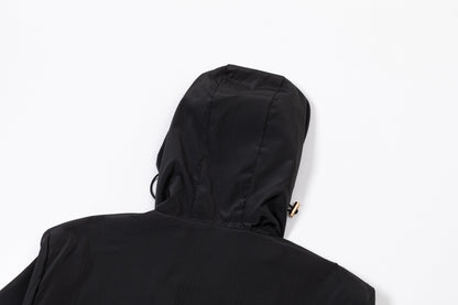 251008 New high-quality golden zipper hooded windbreaker jacket