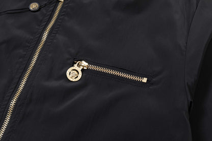 251008 New high-quality golden zipper hooded windbreaker jacket