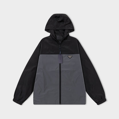 251008 New high-quality patchwork color hooded windbreaker jacket