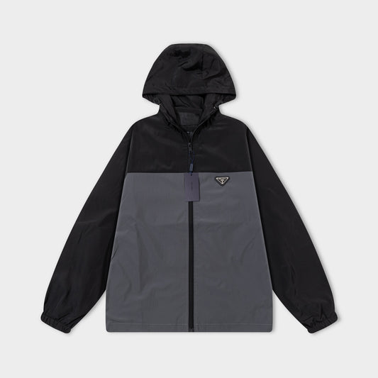 251008 New high-quality patchwork color hooded windbreaker jacket