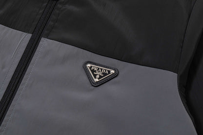251008 New high-quality patchwork color hooded windbreaker jacket