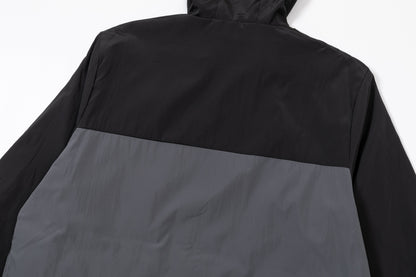 251008 New high-quality patchwork color hooded windbreaker jacket