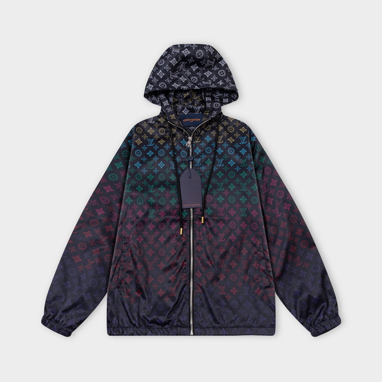 251008 new high-quality full-print gradient hooded windbreaker jacket