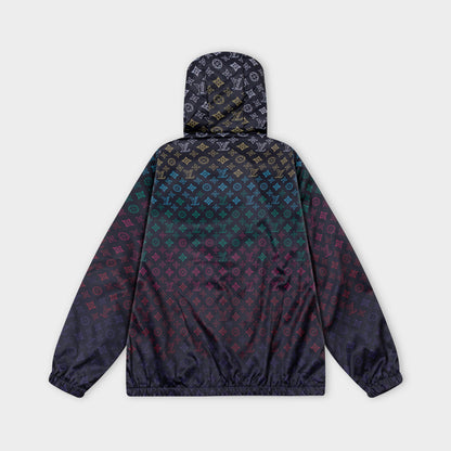 251008 new high-quality full-print gradient hooded windbreaker jacket
