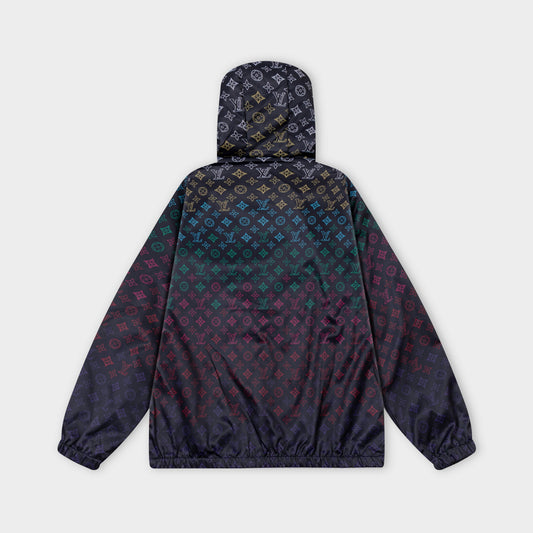 251008 new high-quality full-print gradient hooded windbreaker jacket