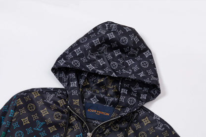 251008 new high-quality full-print gradient hooded windbreaker jacket