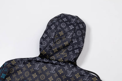 251008 new high-quality full-print gradient hooded windbreaker jacket