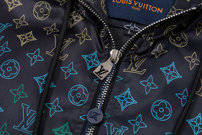 251008 new high-quality full-print gradient hooded windbreaker jacket