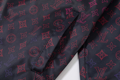 251008 new high-quality full-print gradient hooded windbreaker jacket