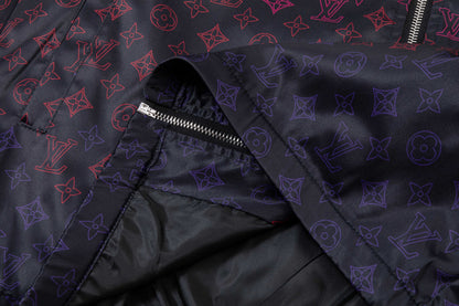 251008 new high-quality full-print gradient hooded windbreaker jacket