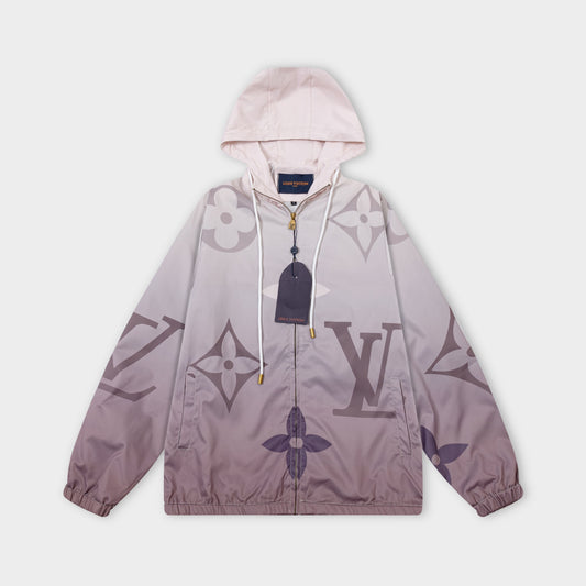 251008 new high-quality large-sized gradient hooded windbreaker jacket