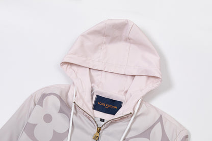 251008 new high-quality large-sized gradient hooded windbreaker jacket