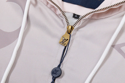 251008 new high-quality large-sized gradient hooded windbreaker jacket