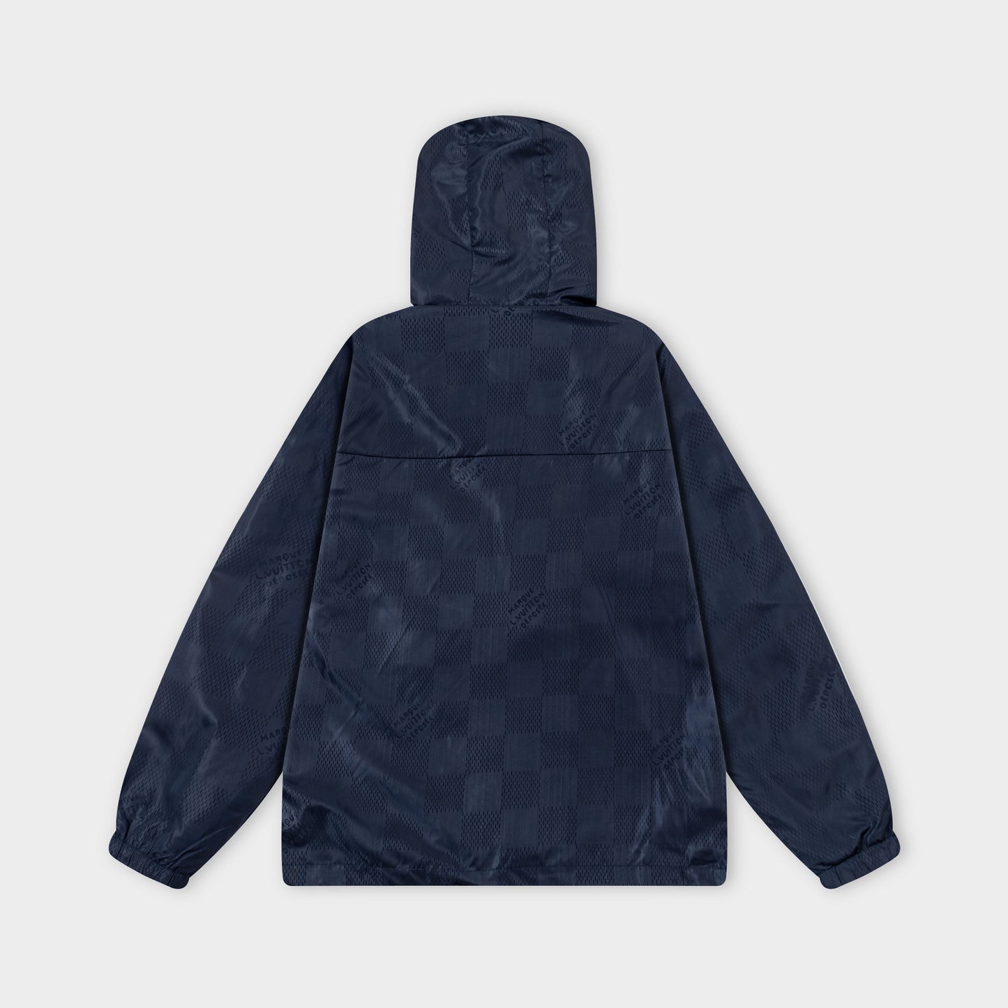 251008 New high-quality dark-patterned checkerboard hooded trench jacket