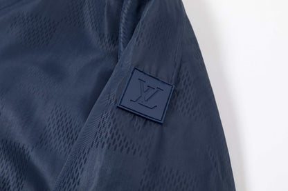 251008 New high-quality dark-patterned checkerboard hooded trench jacket