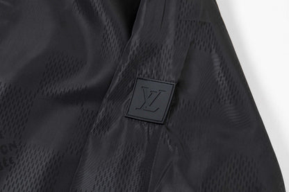 251008 New high-quality dark-patterned checkerboard hooded trench jacket