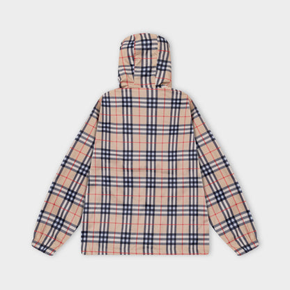 251008 new high-quality classic checkered hooded windbreaker jacket