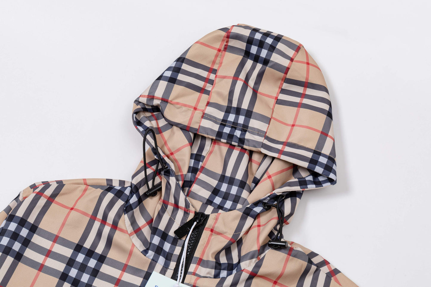 251008 new high-quality classic checkered hooded windbreaker jacket