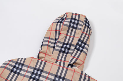 251008 new high-quality classic checkered hooded windbreaker jacket