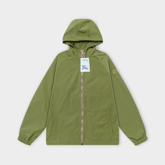 251008 New high-quality zipper patchwork hooded trench coat
