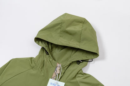 251008 New high-quality zipper patchwork hooded trench coat