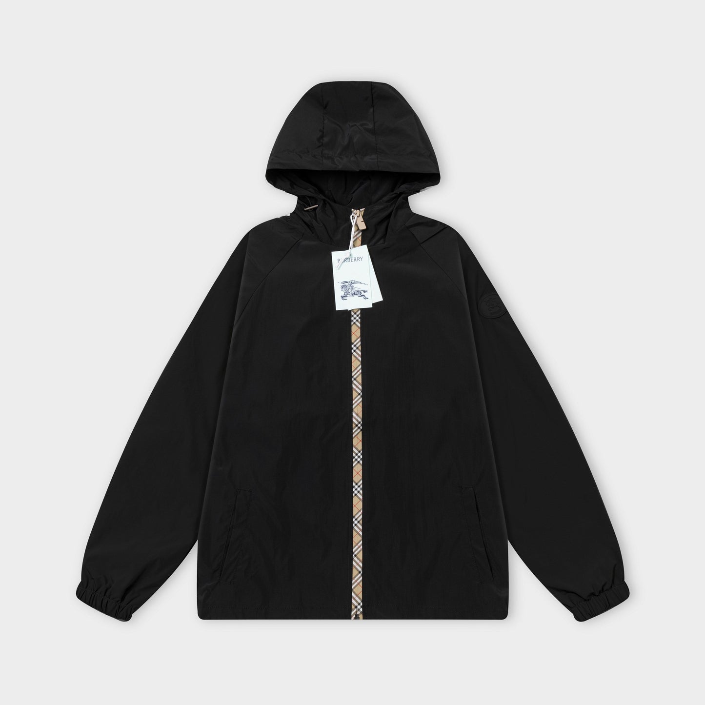 251008 New high-quality zipper patchwork hooded trench coat