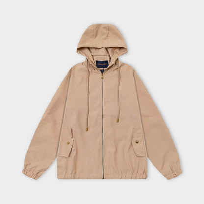 251008 New high-quality three-dimensional embossed hooded trench coat