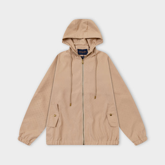 251008 New high-quality three-dimensional embossed hooded trench coat