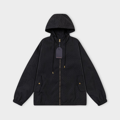 251008 New high-quality three-dimensional embossed hooded trench coat