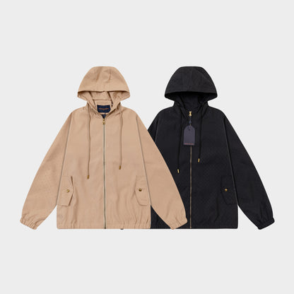 251008 New high-quality three-dimensional embossed hooded trench coat