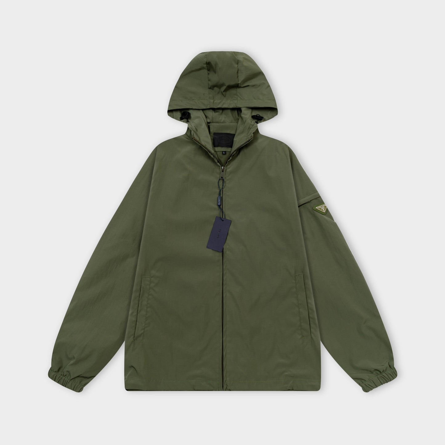 251008 New high-quality triangular leather hooded windbreaker jacket