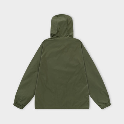 251008 New high-quality triangular leather hooded windbreaker jacket
