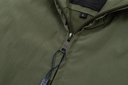 251008 New high-quality triangular leather hooded windbreaker jacket