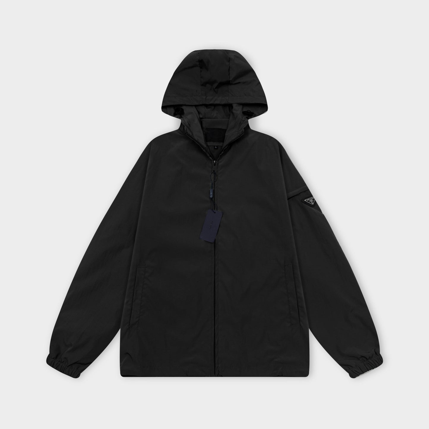 251008 New high-quality triangular leather hooded windbreaker jacket