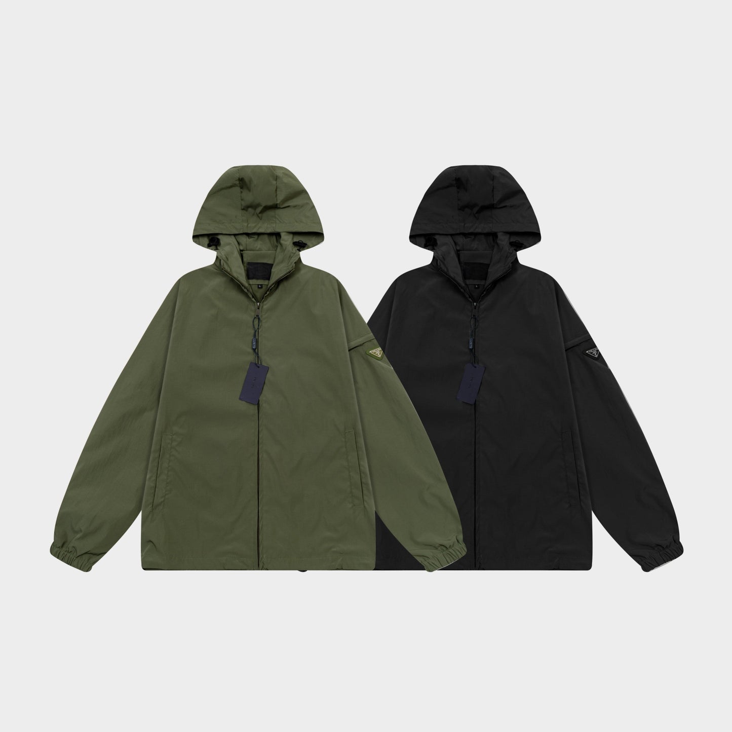 251008 New high-quality triangular leather hooded windbreaker jacket