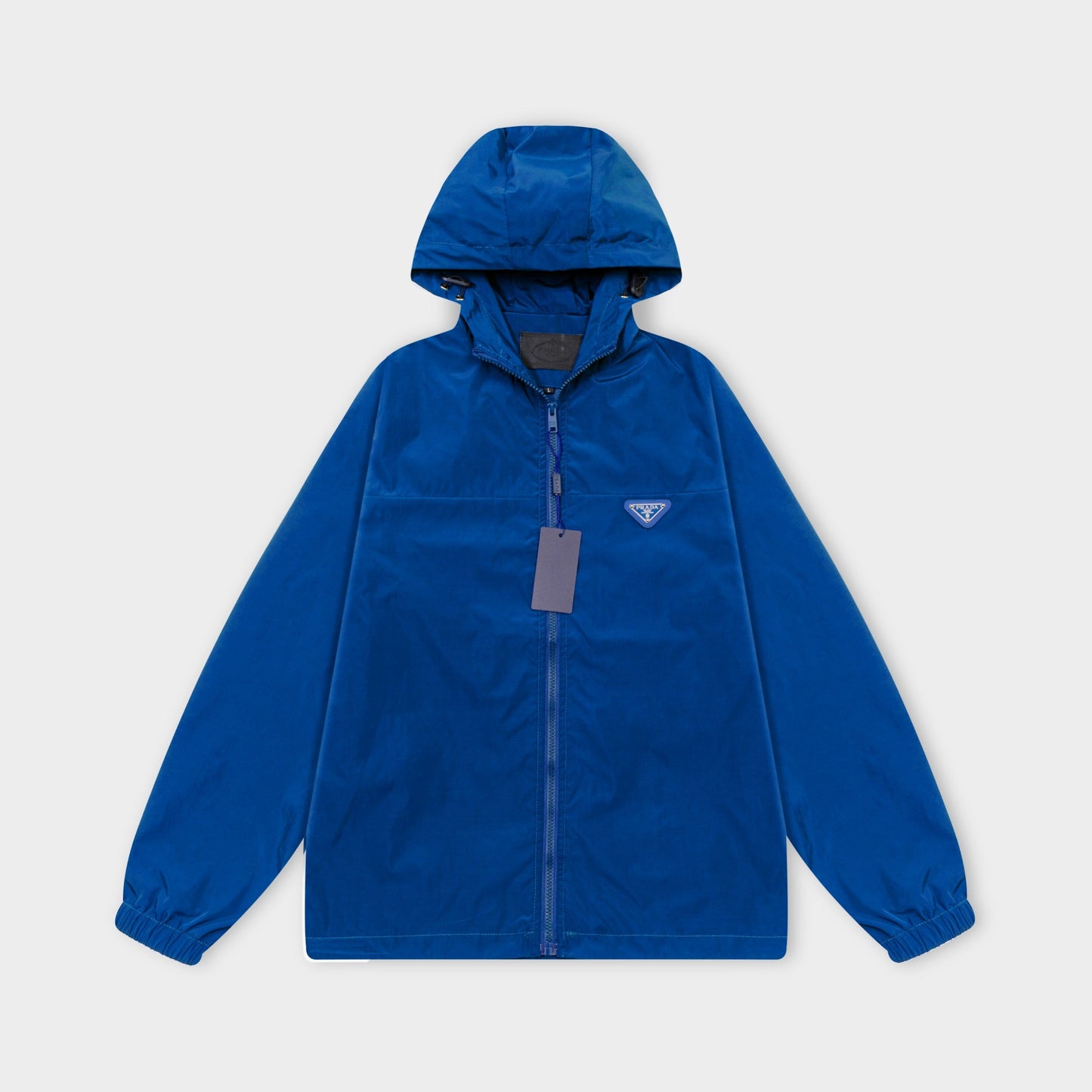 251008 New high-quality triangular leather hooded windbreaker jacket