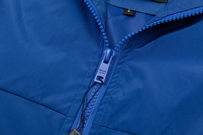 251008 New high-quality triangular leather hooded windbreaker jacket
