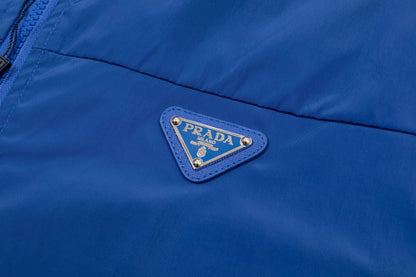 251008 New high-quality triangular leather hooded windbreaker jacket