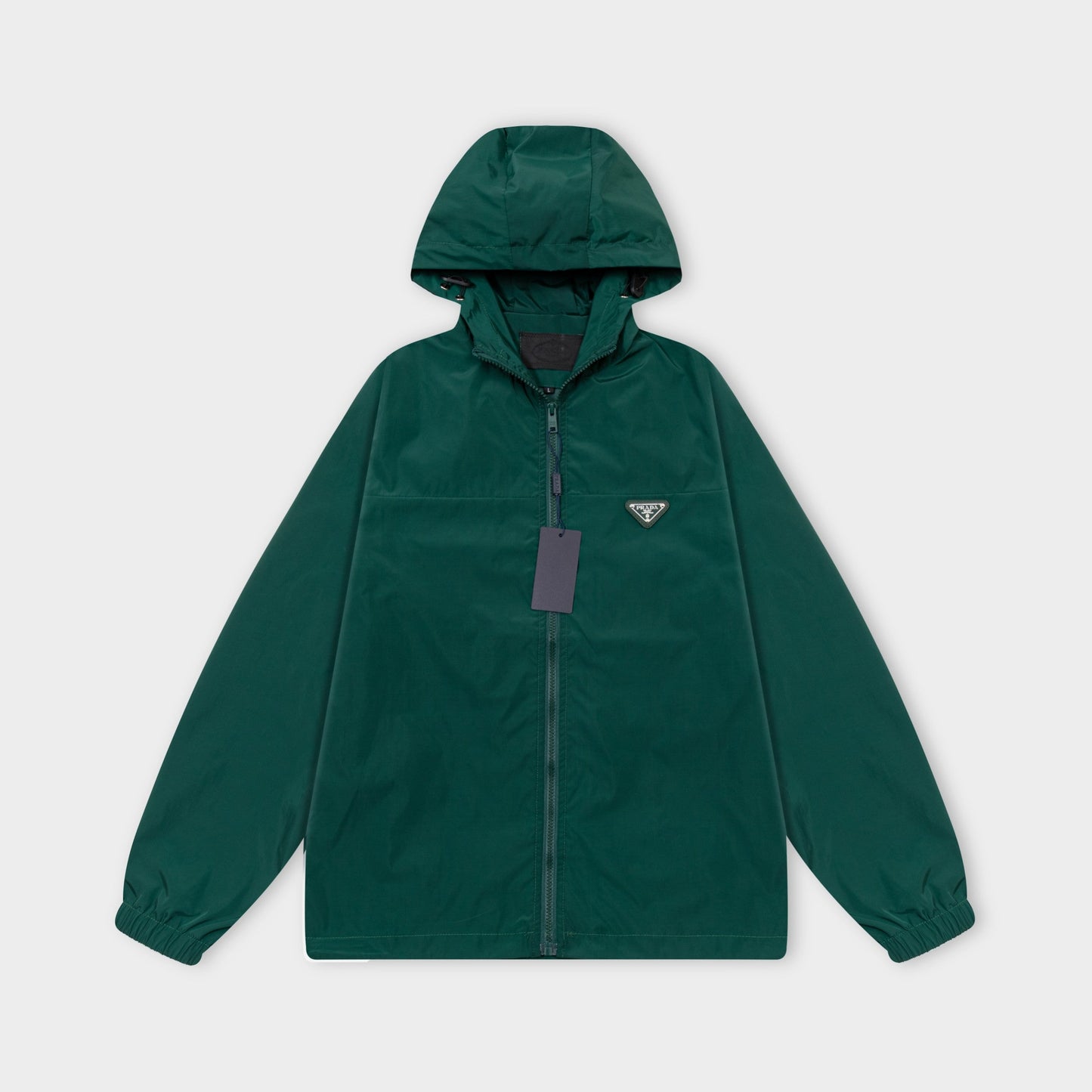 251008 New high-quality triangular leather hooded windbreaker jacket