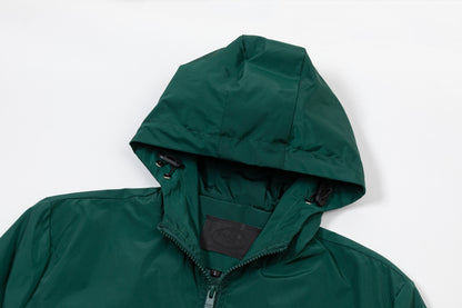 251008 New high-quality triangular leather hooded windbreaker jacket