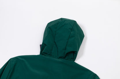 251008 New high-quality triangular leather hooded windbreaker jacket