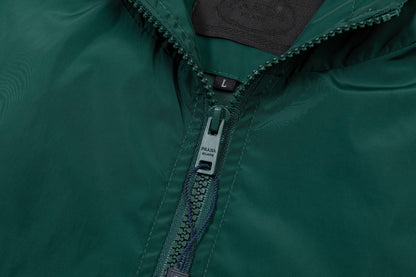 251008 New high-quality triangular leather hooded windbreaker jacket