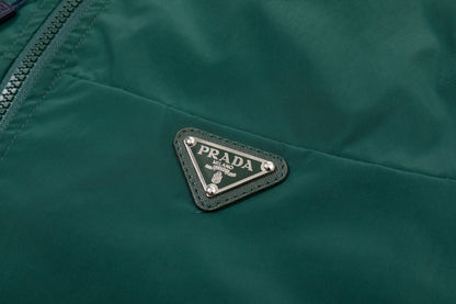 251008 New high-quality triangular leather hooded windbreaker jacket
